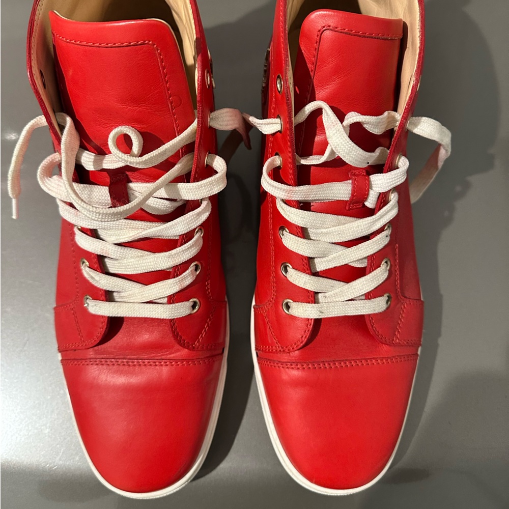 Men's Red Christian Louboutin Louis High-Tops w/OG Dust Bags, Men's Size 13/EU47